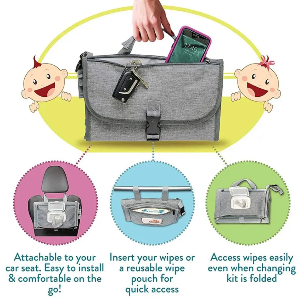 Portable Diaper Changing Pad Portable Baby Changing Pad with Pockets Waterproof Travel Diaper Changing Station Kit Baby Gifts