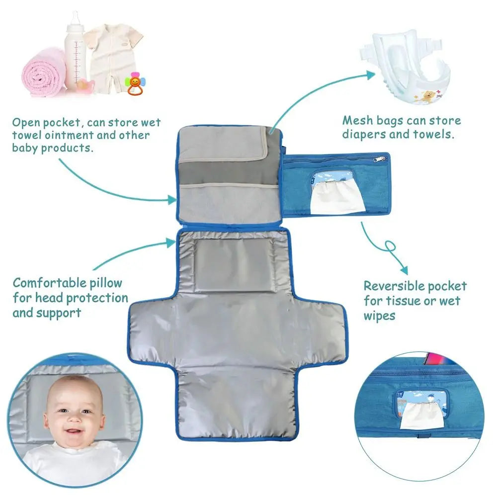 Portable Diaper Changing Pad Portable Baby Changing Pad with Pockets Waterproof Travel Diaper Changing Station Kit Baby Gifts