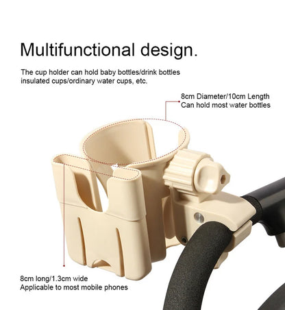 Phone Cup Holder for Baby Carriage 360 Rotate Coffee Milk Water Bottle Support Adjustable Baby Pram Stroller Accessories