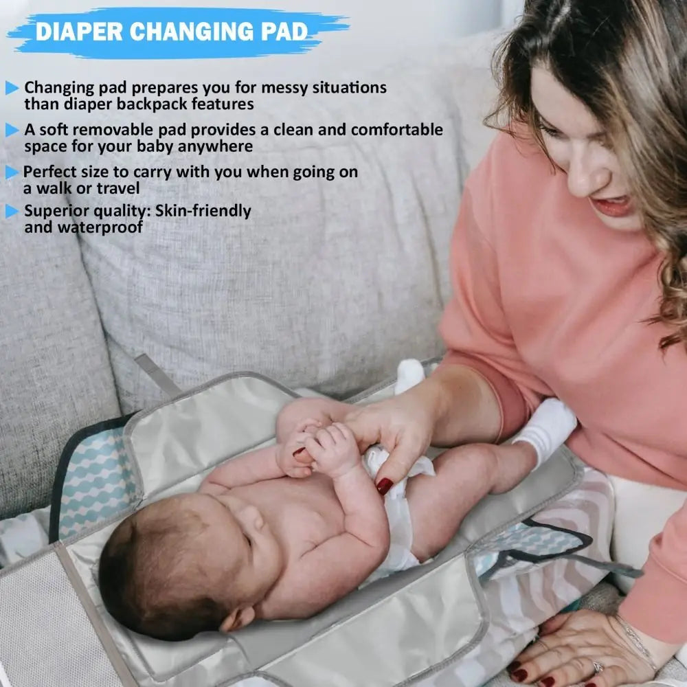Portable Diaper Changing Pad Portable Baby Changing Pad with Pockets Waterproof Travel Diaper Changing Station Kit Baby Gifts