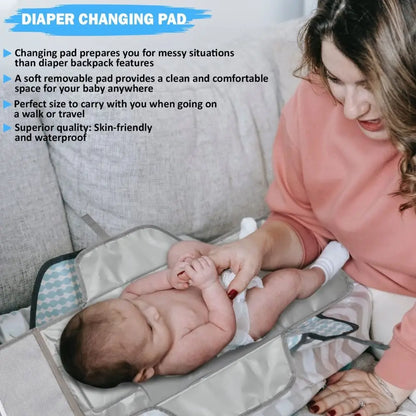 Portable Diaper Changing Pad Portable Baby Changing Pad with Pockets Waterproof Travel Diaper Changing Station Kit Baby Gifts